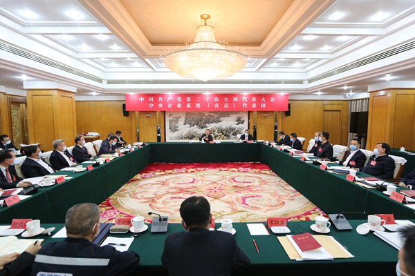 中央企業(yè)系統(tǒng)（在京）代表團認真討論中央紀委工作報告、黨章修正案