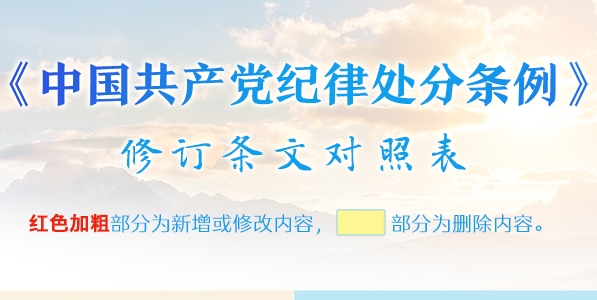 《中國共產(chǎn)黨紀(jì)律處分條例》修訂條文對(duì)照表